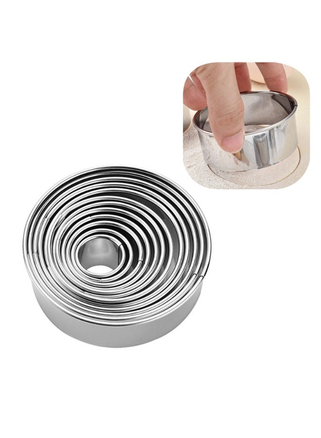 12pcs Biscuit Mold Stainless Steel Round Dough Cutter Cookie Cutter Set Baking Circle Pastry Mould - Image 1