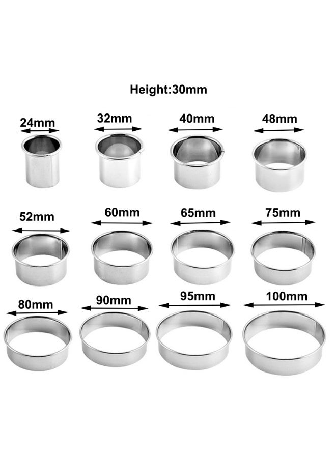 12pcs Biscuit Mold Stainless Steel Round Dough Cutter Cookie Cutter Set Baking Circle Pastry Mould - Image 2