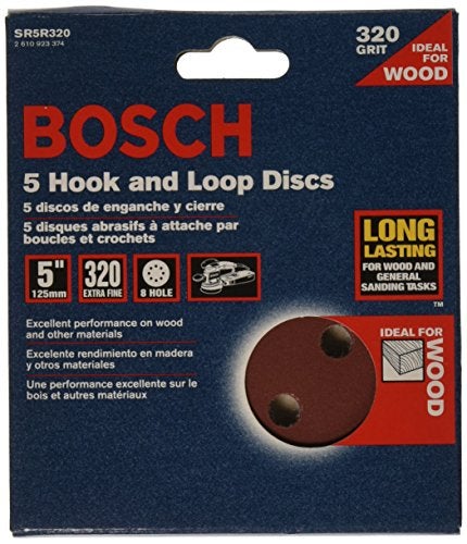 Bosch SR5R320 5-Piece 320 Grit 5 in. 8 Hole Hook-and-Loop Sanding Discs - Image 5