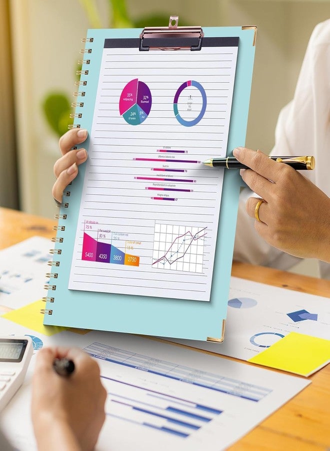 هاوتوكو حافظة أوراق HAUTOCO مع دفتر ملاحظات قابل لإعادة التعبئة بحجم الرسائل (11 بوصة × 8.5 بوصة)، 5 فواصل مع 10 جيوب، حامل قلم مرن وملصقات لملفات المجلدات، لوحة رسم حلزونية للممرضات (أزرق) - Image 2