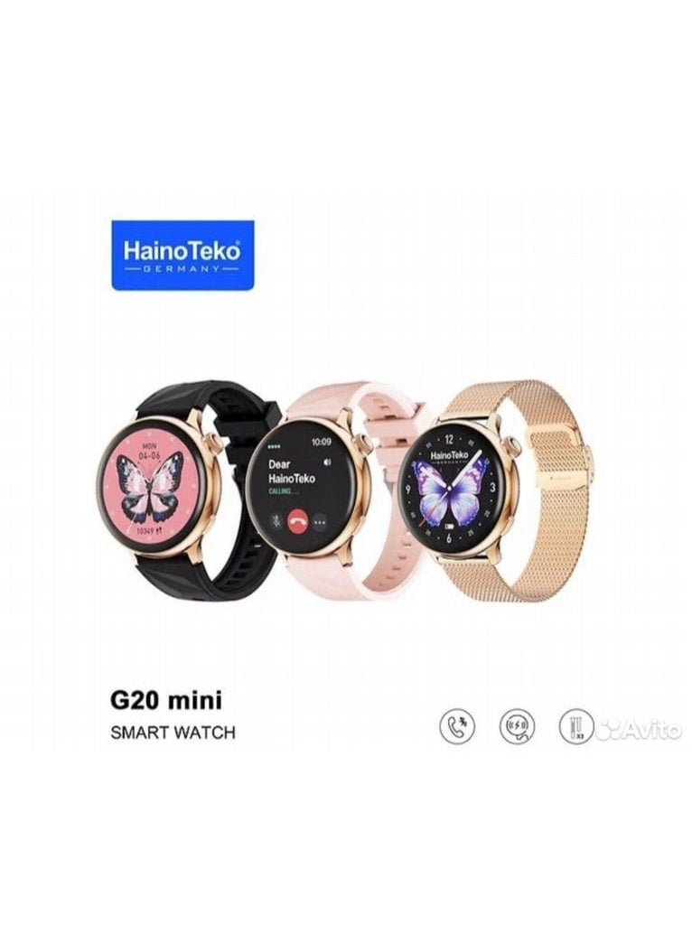 Haino Teko HainoTeko G20 Mini Smartwatch with Stylish AMOLED Display, Bluetooth Calling, and Three Interchangeable Straps for a Complete Fashion and Fitness Experience - Image 1
