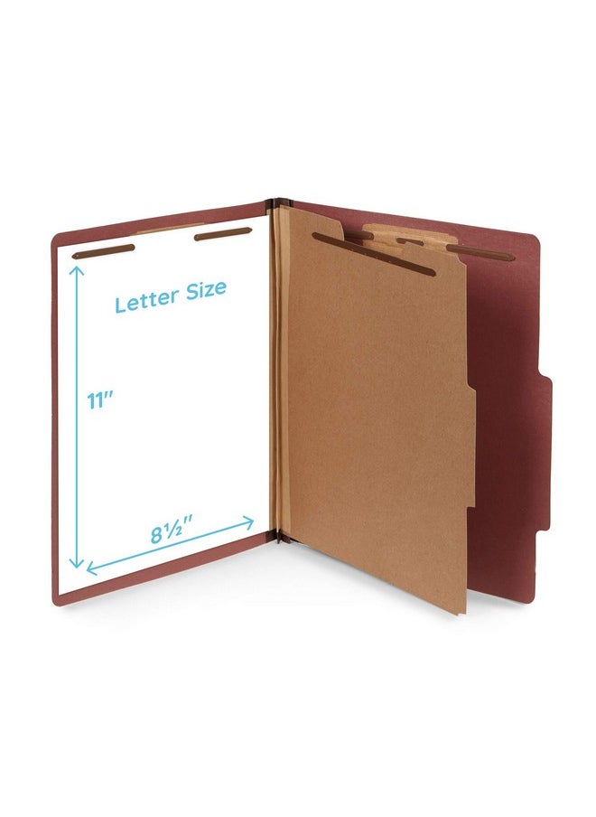 Blue Summit Supplies 10 Letter Size Red Classification Folders - 1 Divider - 2 Inch Tyvek Expansions - Durable 2 Prongs Designed to Organize Standard Medical Files, Office Reports - Letter Size, Red Brick Color, 10 Pack  - Image 2