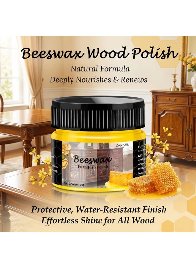 CARGEN Beeswax Furniture Polish, Wood Seasoning Beeswax for Furniture Wood Wax for Dining Table Floor Doors Chairs Cabinets to Protect and Care 5pcs Bee Wax Polish 3pcs Sponge and 1pcs Polish Glove - Image 2