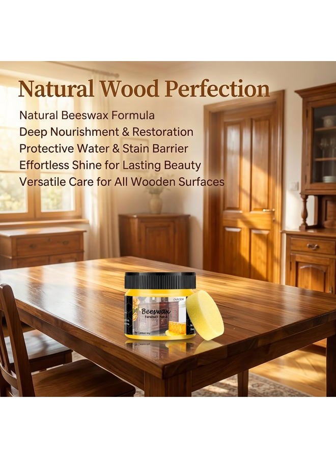 CARGEN Beeswax Furniture Polish, Wood Seasoning Beeswax for Furniture Wood Wax for Dining Table Floor Doors Chairs Cabinets to Protect and Care 5pcs Bee Wax Polish 3pcs Sponge and 1pcs Polish Glove - Image 5