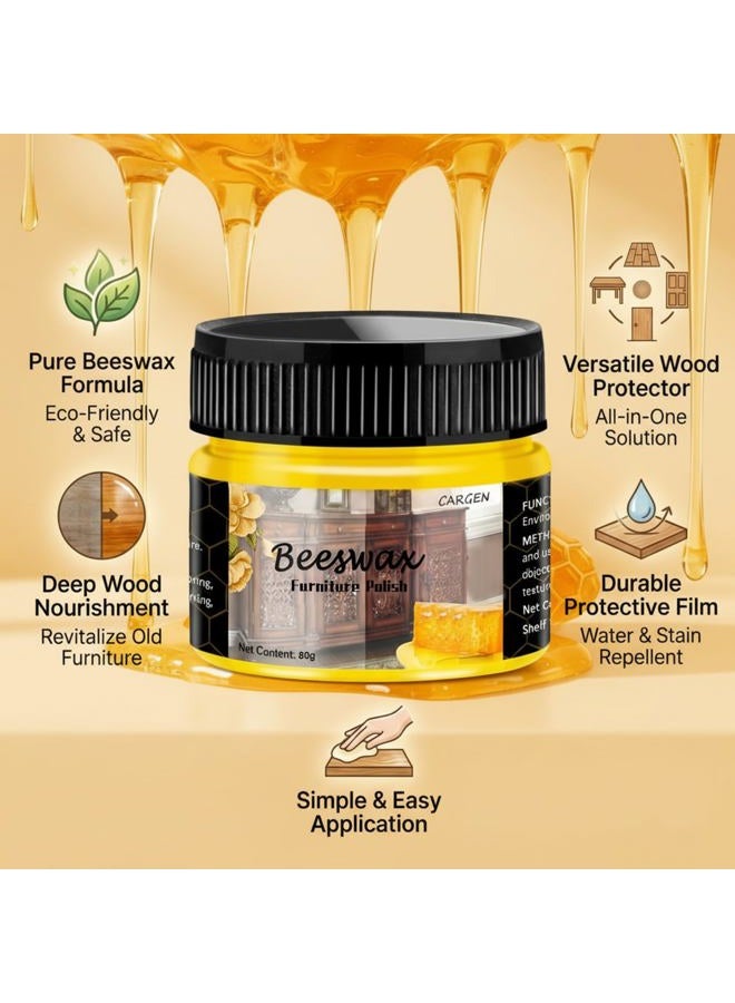 CARGEN Beeswax Furniture Polish, Wood Seasoning Beeswax for Furniture Wood Wax for Dining Table Floor Doors Chairs Cabinets to Protect and Care 5pcs Bee Wax Polish 3pcs Sponge and 1pcs Polish Glove - Image 4
