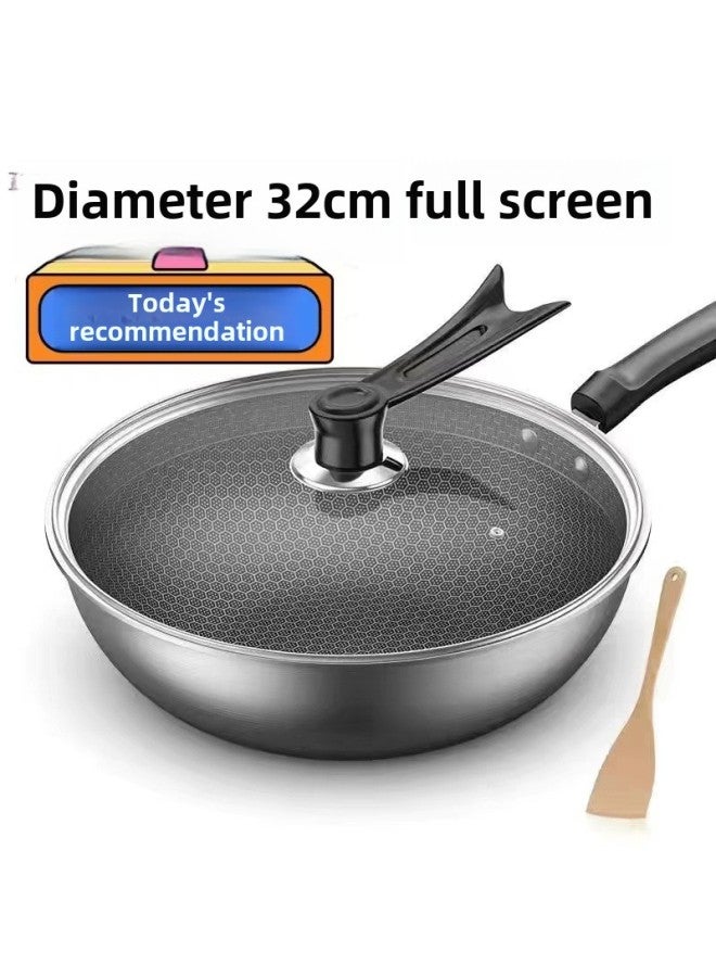 German Stainless Steel Wok Household Non-stick Pan Non-coated Oil Fume-free Wok Induction Cooker Gas Universal Cookware-Color:Extra Thick Steel-34cm Comprehensive Honeycomb [1-6 People] Without Cover-Capacity:[special Offer] End Soon: 00:03:58  - Image 4