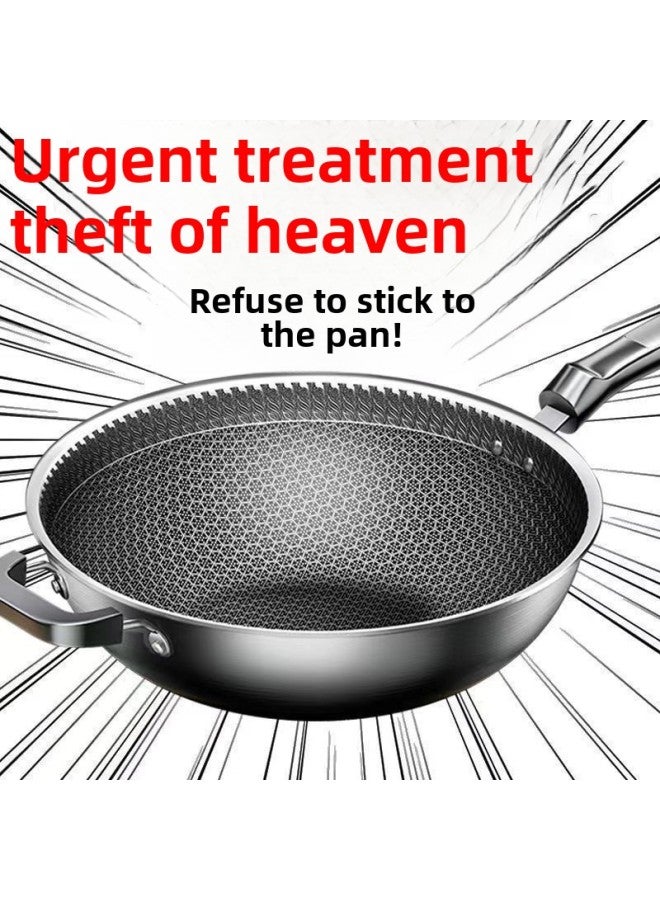 German Stainless Steel Wok Household Non-stick Pan Non-coated Oil Fume-free Wok Induction Cooker Gas Universal Cookware-Color:Extra Thick Steel-34cm Comprehensive Honeycomb [1-6 People] Without Cover-Capacity:[special Offer] End Soon: 00:03:58  - Image 2
