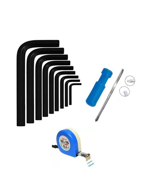 Red Champion Red Champion 9 Pcs Full Hex Allen Key Kit Bolt Spanner Goti Wrench L Shape Repair Tool Set for BikeBicycleCycleGuitar Allen Key Set With Small Screwdriver And 3m Inchitape  - Image 1