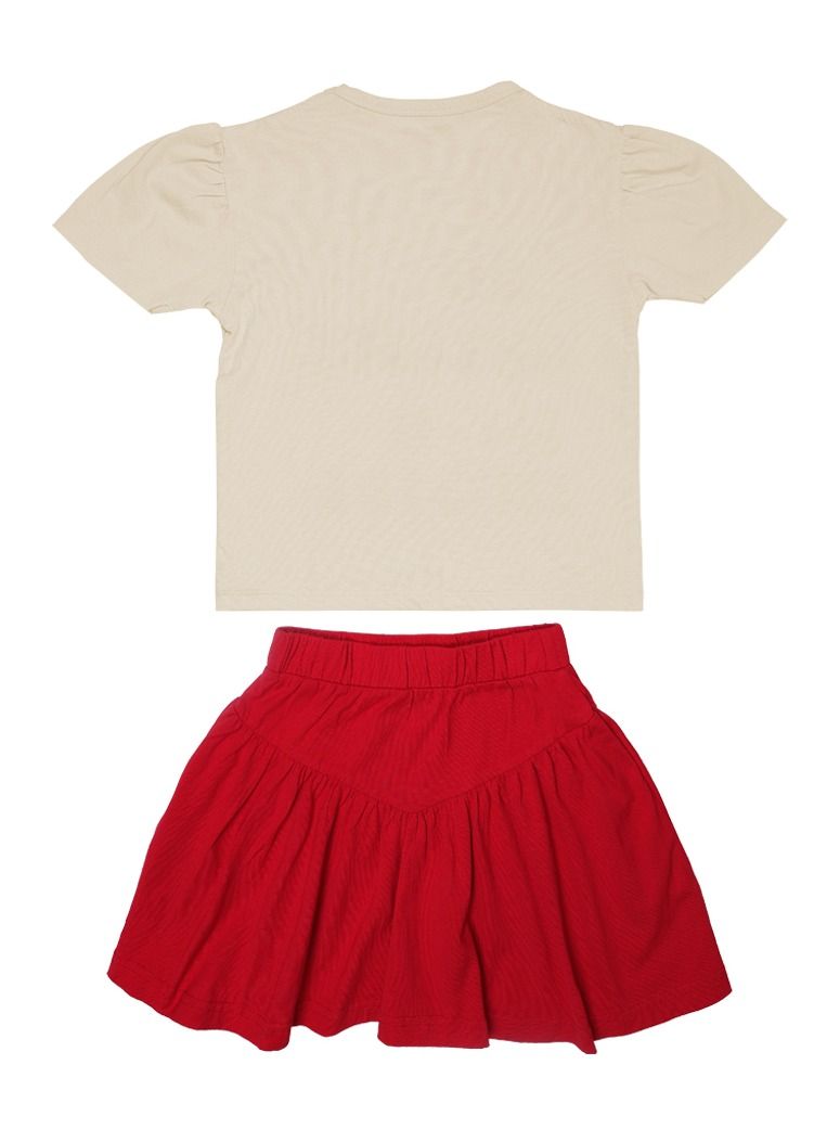 AIKO AIKO - Girls Short Sleeve Yellow T-Shirt with Red Skirt Set 3-4Years  - Image 3