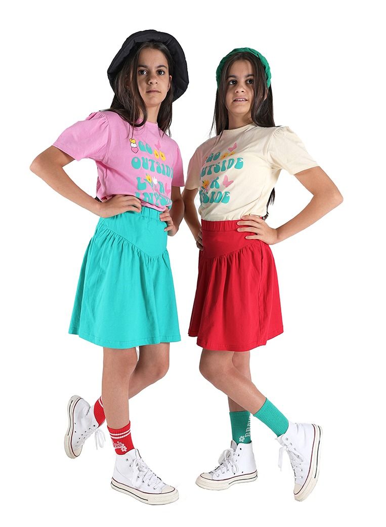 AIKO AIKO - Girls Short Sleeve Yellow T-Shirt with Red Skirt Set 3-4Years  - Image 5