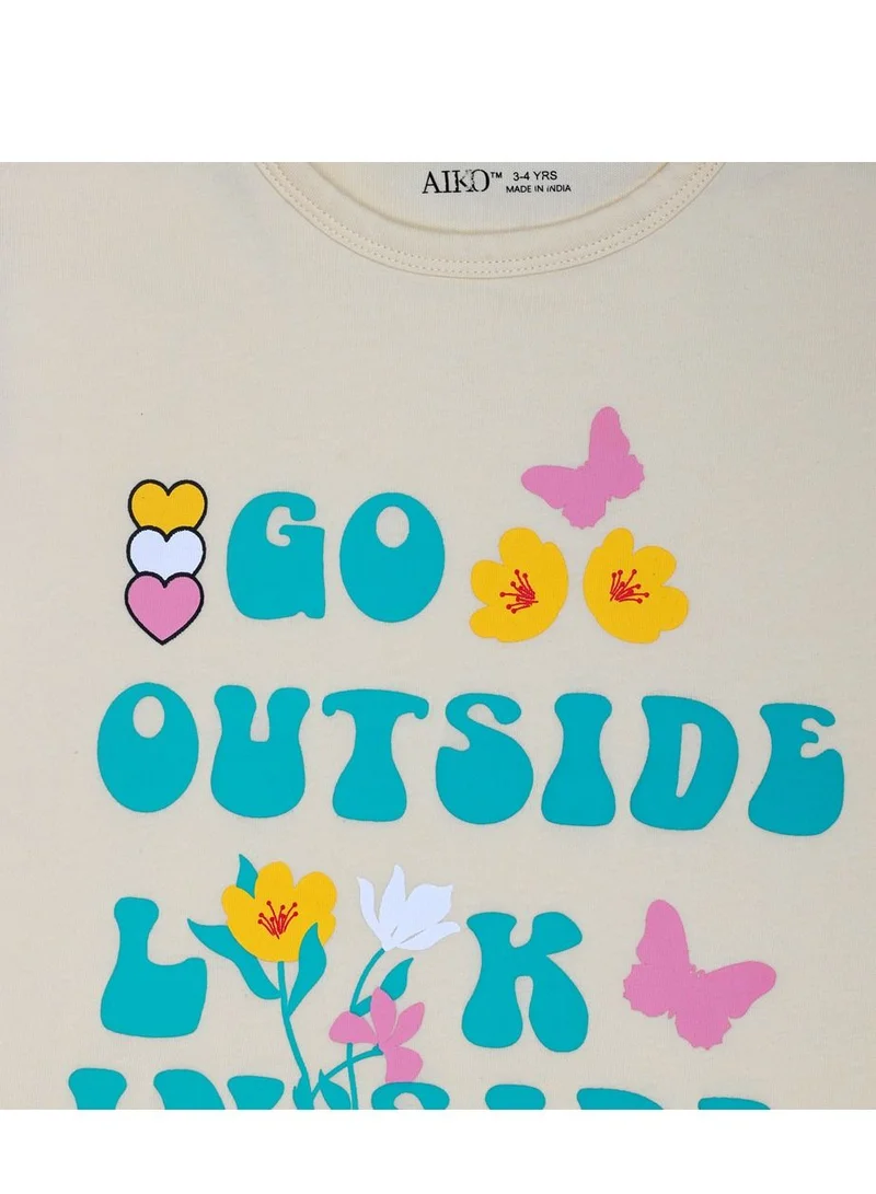 ايكو AIKO - Girls Short Sleeve Yellow T-Shirt with Red Skirt Set
