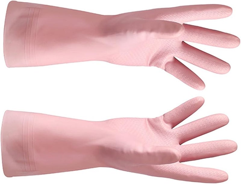 Pink Small Reusable Rubber Gloves For Dishwashing Household Cleaning - Image 5