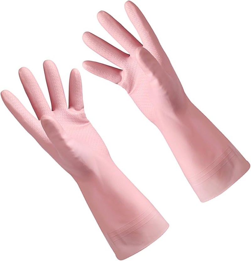 Pink Small Reusable Rubber Gloves For Dishwashing Household Cleaning - Image 4