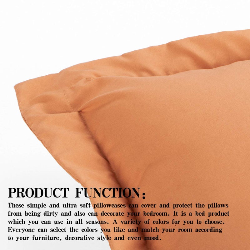 إن تي باي NTBAY King Pillow Sams - 2 Pack Microfiber 20x36 Covers Sham - Super Super and Dozy Wrinkle Resistant 20x36 Indces Oxford Plowcases Pale Orange  - Image 4