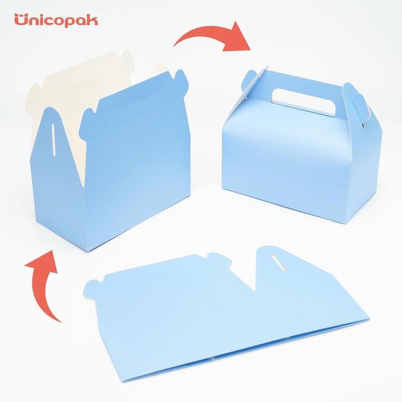 UnicoPak 30 Pack Baby Blue Gable Treat Boxes Party Favor Goodie Bag Boxes for Candy Treats Snacks Cookie Toys for Birthday Party Special Events, 6.5x3.5x3.5 Inches - Image 3