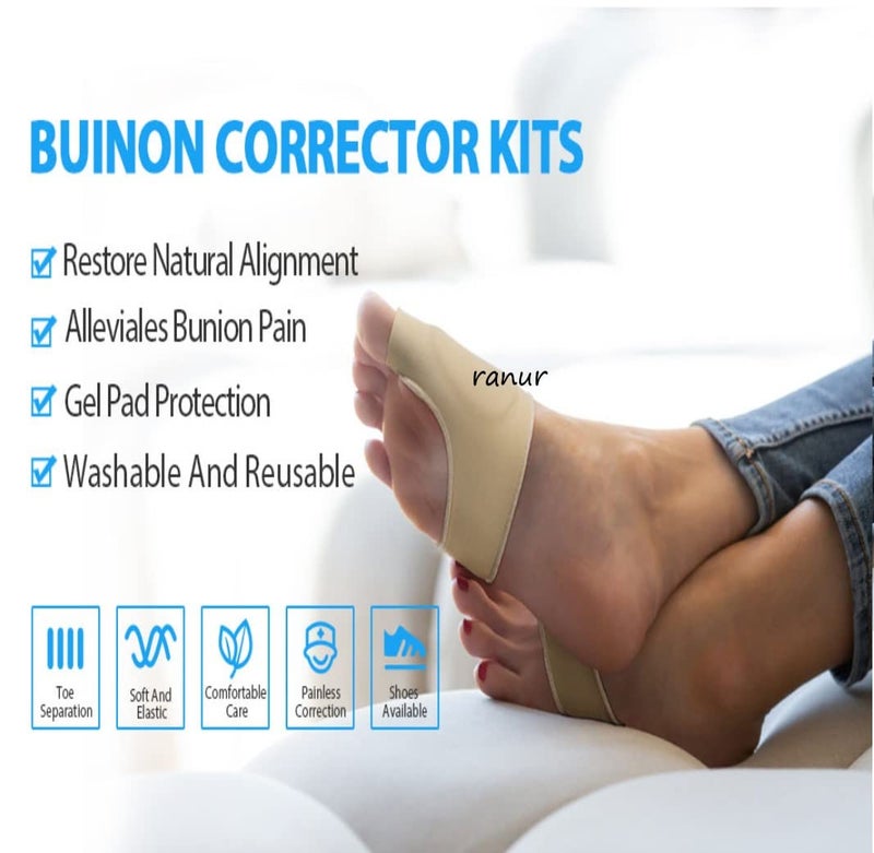 RANUR Unisex Bunion Corrector Washable Silicone Gel Pad Toe Separator with Relief Gel Pad Cushion, Toe Brace, Spacers, Fits with Shoes and Socks Uk4 To Uk6 (Medium) - Image 3