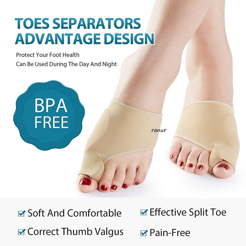 RANUR Unisex Bunion Corrector Washable Silicone Gel Pad Toe Separator with Relief Gel Pad Cushion, Toe Brace, Spacers, Fits with Shoes and Socks Uk4 To Uk6 (Medium) - Image 4