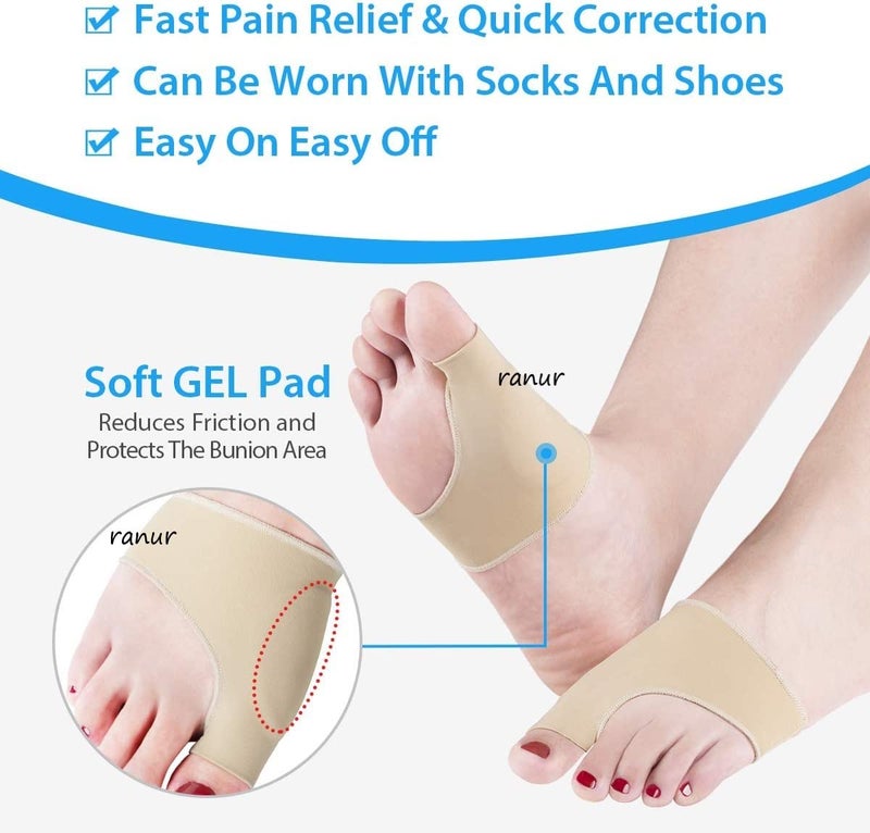 RANUR Unisex Bunion Corrector Washable Silicone Gel Pad Toe Separator with Relief Gel Pad Cushion, Toe Brace, Spacers, Fits with Shoes and Socks Uk4 To Uk6 (Medium) - Image 5