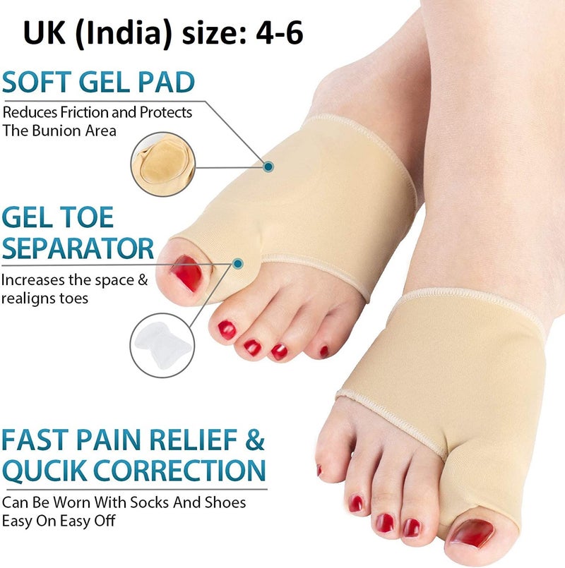 RANUR Unisex Bunion Corrector Washable Silicone Gel Pad Toe Separator with Relief Gel Pad Cushion, Toe Brace, Spacers, Fits with Shoes and Socks Uk4 To Uk6 (Medium) - Image 2