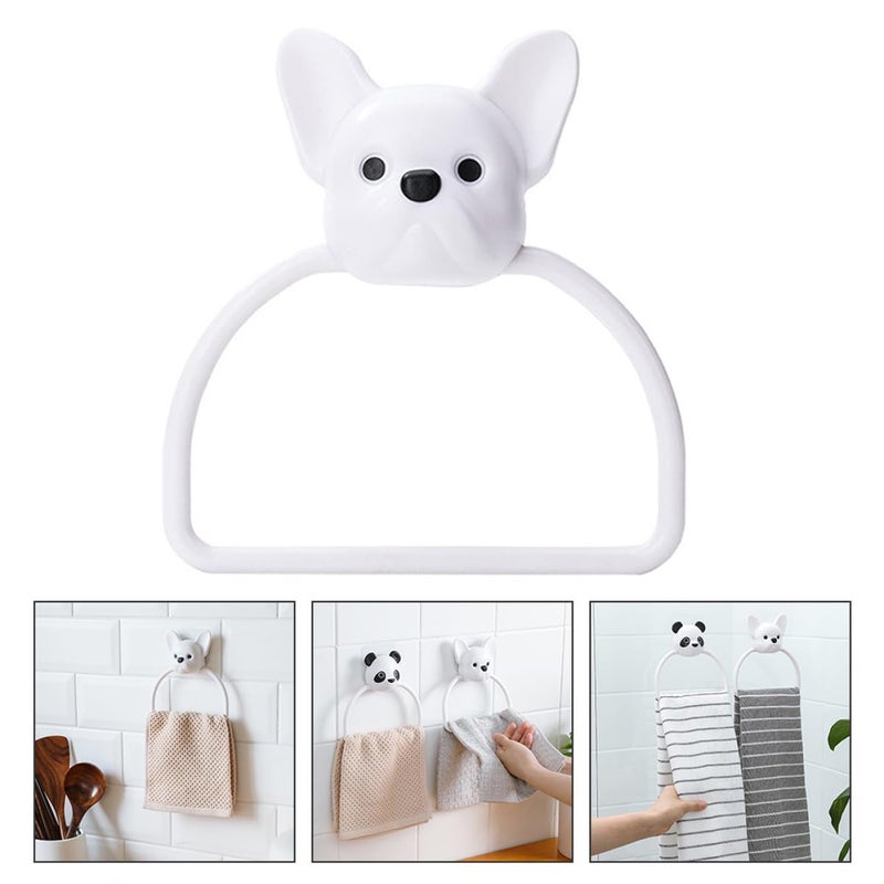 Cartoon Dog Adhesive Towel Ring Holder Wall Mounted Bathroom Storage Rack For Home Travel - Image 5
