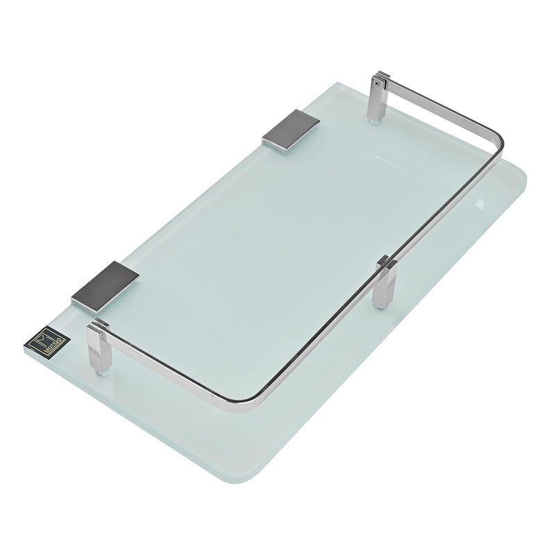 MOTIQO Wall Mount Frosted Glass Shelf for Bathroom Rack Kitchen Shelf Bathroom Accessories Rack Shelves Brass Chrome 12X6 Inches Set2 - Image 4