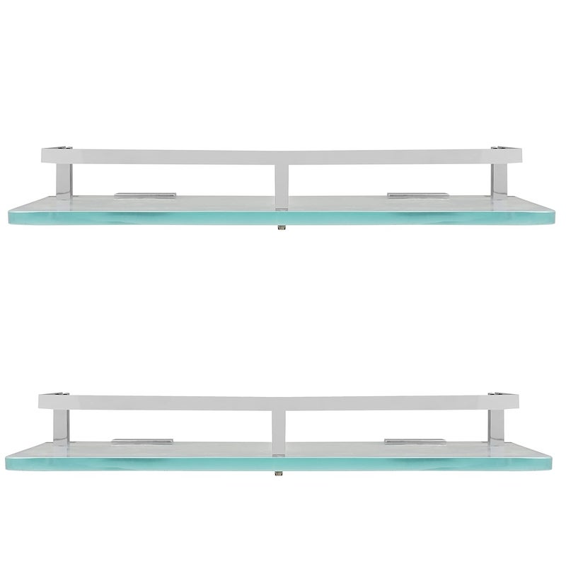 MOTIQO Wall Mount Frosted Glass Shelf for Bathroom Rack Kitchen Shelf Bathroom Accessories Rack Shelves Brass Chrome 12X6 Inches Set2 - Image 3
