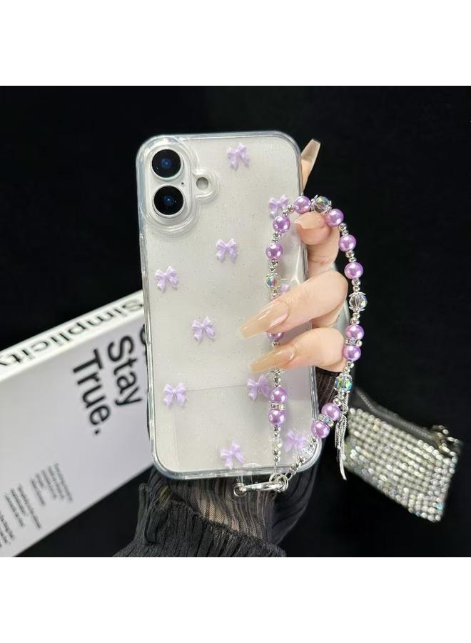 erorex Case For iPhone 16 Plus Little Fresh Bow Bracelet Chain TPU Phone Case - Image 1