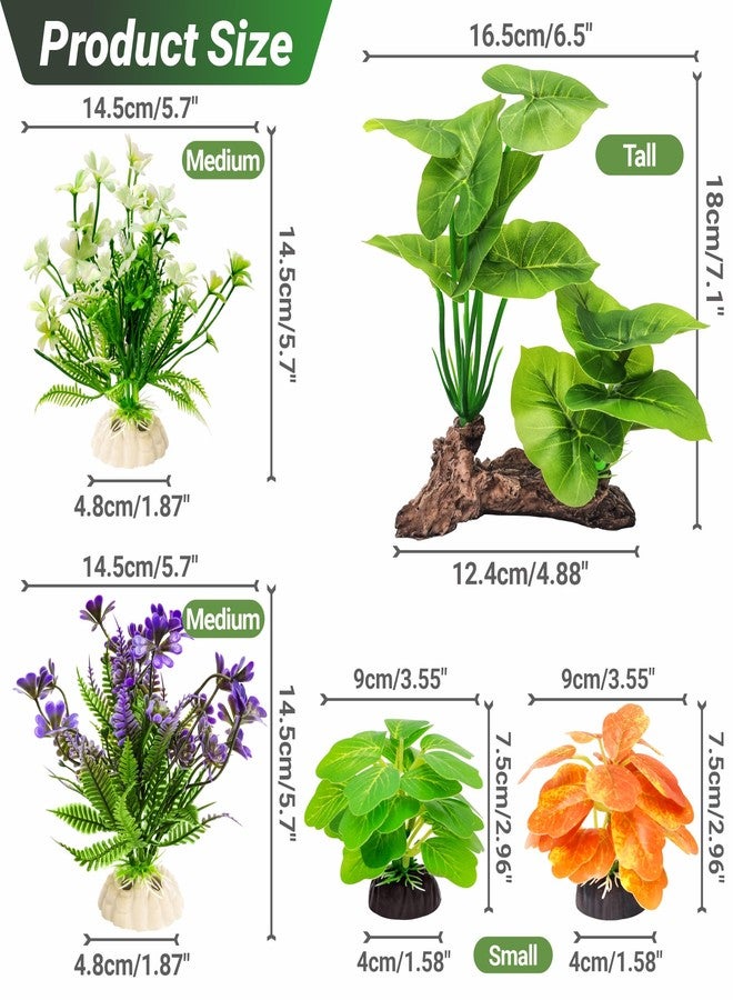 GOZILLA Fish Tank Plants, Reptile Artificial Plastic Plants, Reptile Plants for Terrarium, Aquarium Decorations Resin Pedestal Ornaments for Fish Tank Accessories Set.(5PCS/C-Set) - Image 2