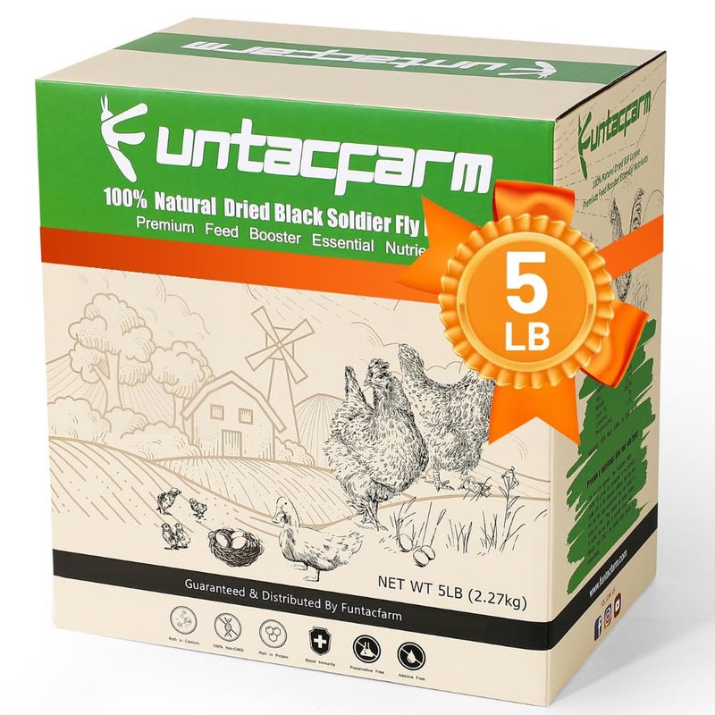 Funtacfarm Dried Worms Black Solider Fly Larvae 5LB, Superior to Mealworms Chicken Treat, 86x Calcium Than Meal Worms, 100% Non-GMO Organic Chicken Feed - Image 1