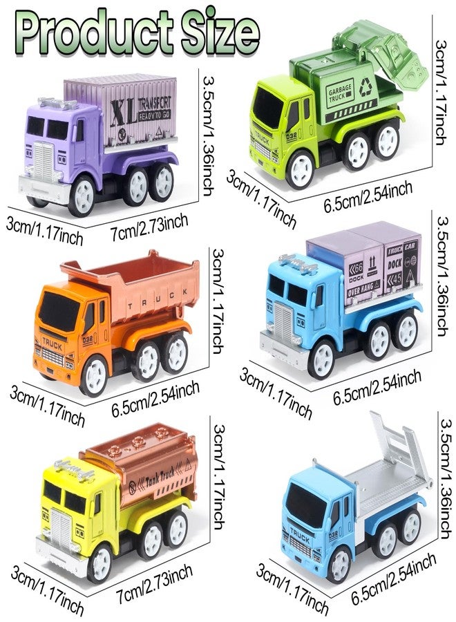 Oriate 6 PCS Diecast Metal Toy Trucks Vehicle Set, Cars Toys with Movable Parts, Mini Pull Back Toy Cars for Kids, Include Garbage Truck, Dump Truck, for Boys & Girls Age 3 4 5 6 + - Image 3