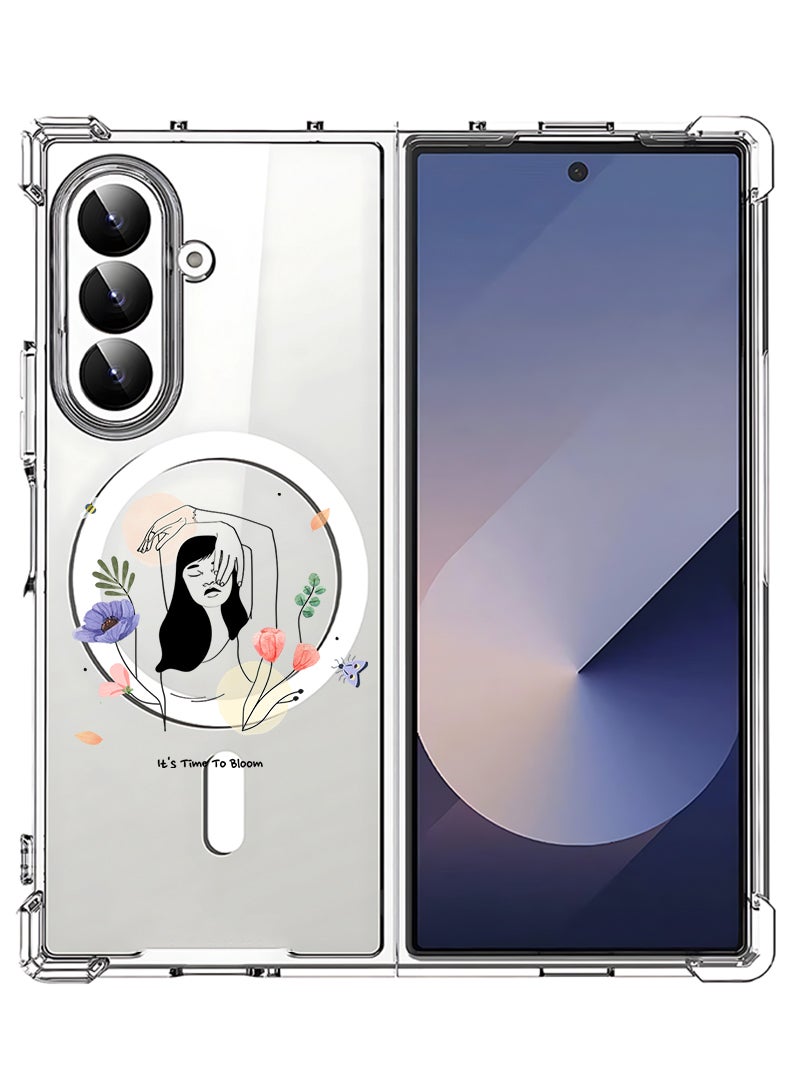 Theodor Magnetic Case for Samsung Galaxy Z Fold 7 Compatible with MagSafe Wireless Charging, Shockproof Phone Bumper Cover Bloom2 - Image 1