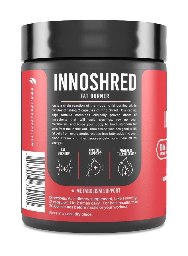 INNOSUPPS Inno Shred Day Time Fat Burner 100mg Capsimax Organic Caffeine, Green Tea Extract Appetite Suppressant & Weight Loss Support 60 Veggie Capsules - Image 2