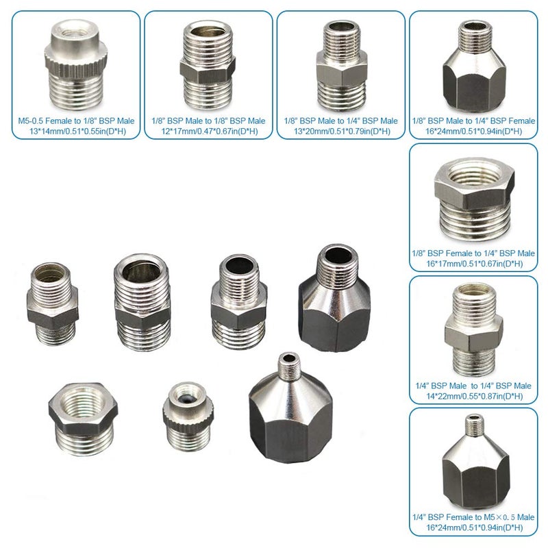 Spedertool 16 Pcs Airbrush Adapter Set, 1/8 and 1/4 Inch Male/Female Connectors, Quick Disconnect - Image 4