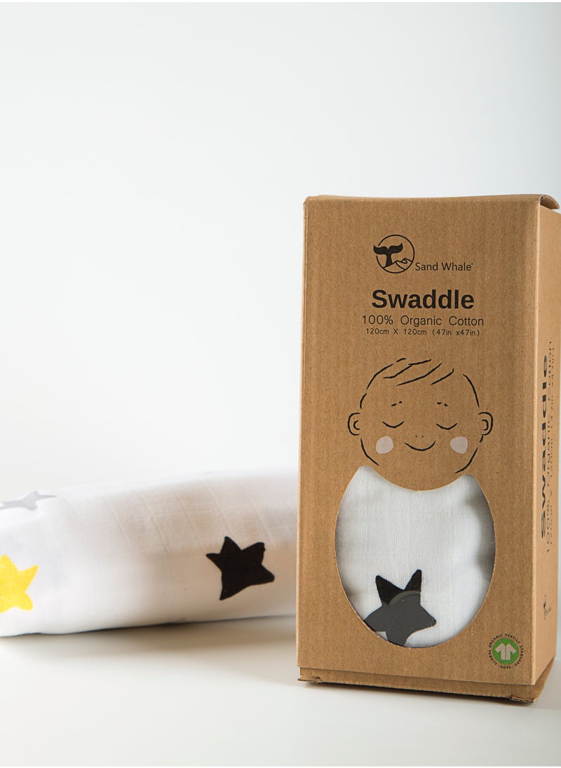 Sand Whale  100% Organic Cotton Baby Swaddle  - Image 1