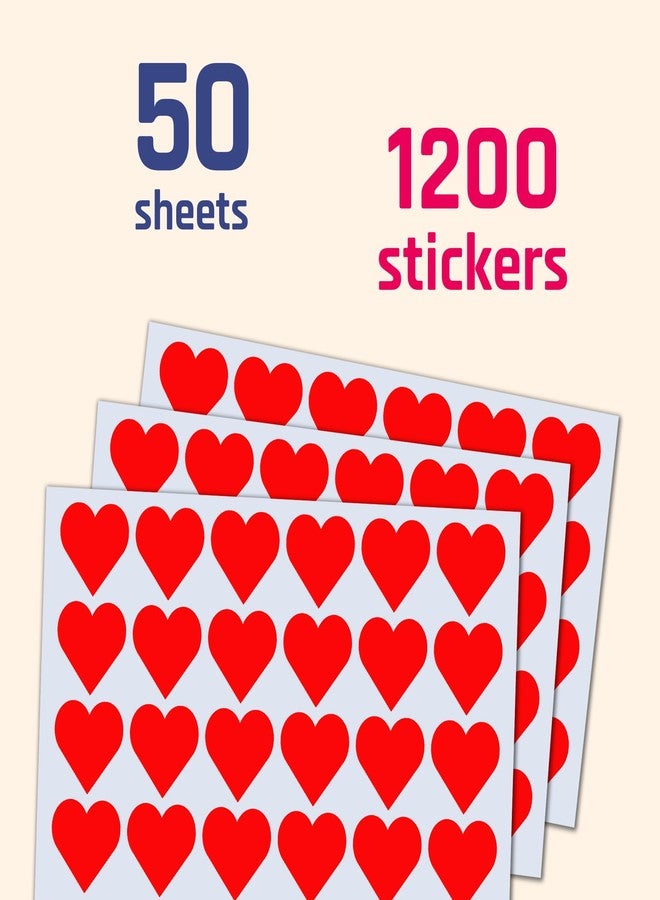 TownStix 1200 Pack, 1" Red Heart Stickers Labels - 50 Sheets - Image 3