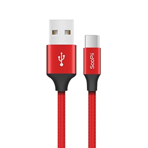 Soopii Original Type c Fast Charging USB Data Cable - Reversible Charger, 1.2 Meter Long, Nylon Braided, Aluminum Connector Support .(Red) - Image 1