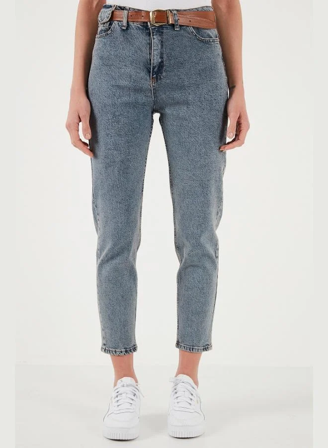 Lela Lela Cotton Standard Fit High Waist Skinny Leg Belted Jeans Women's PANTS 668YP4475