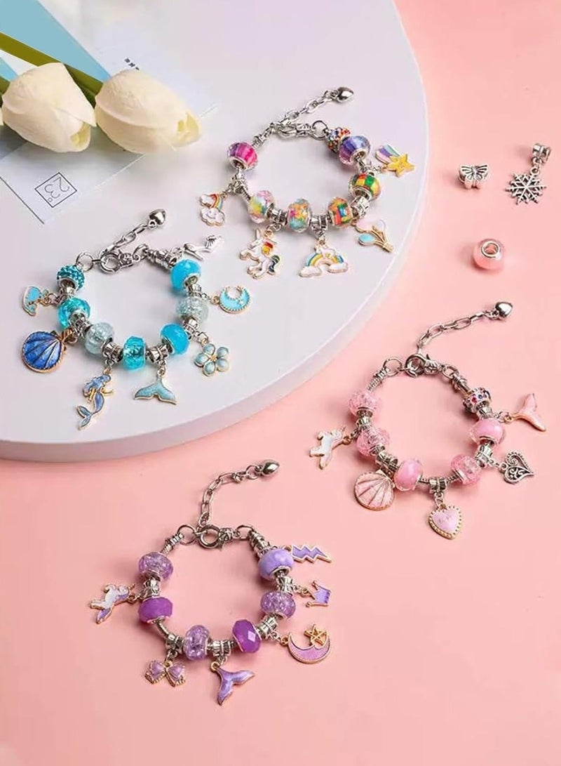 ميشيدا مجموعة صنع أساور للبنات، 66 قطعة مجموعة صنع مجوهرات خرزية DIY، سهلة الصنع قلادة هدايا عيد ميلاد مخصصة مع صندوق محمول لتنظيم الأساور للبنات بعمر 4-12 سنة - وردي - Image 2