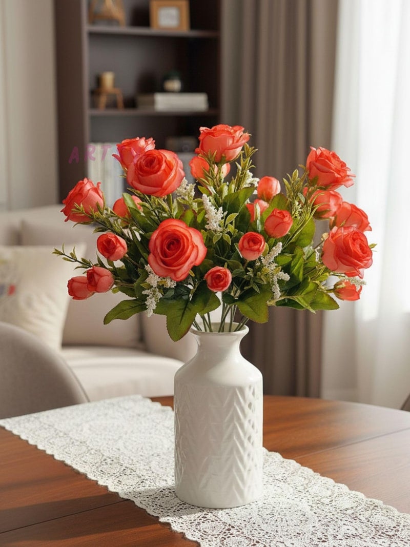 ARTSY® Artificial Flowers for Home Decoration Red Rose Bunch Small Size Bunch, Without Vase, Combo Pack of 2 Pieces - Image 1