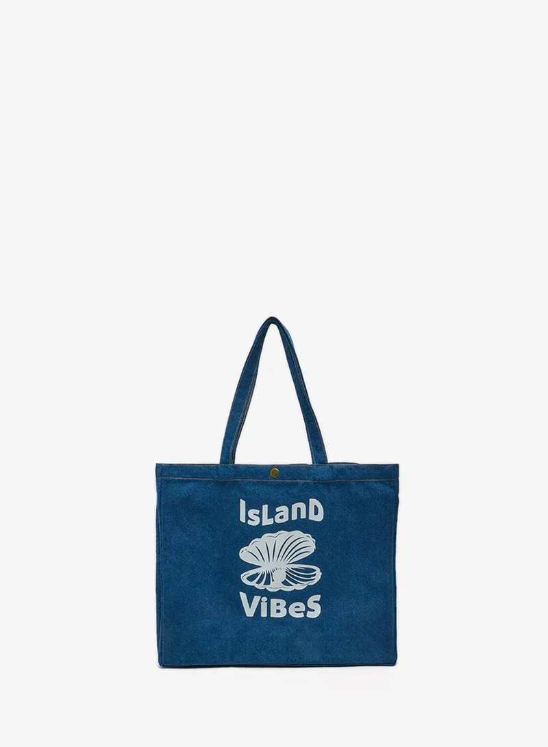 أر أند بي Printed Denim Shoulder Bag