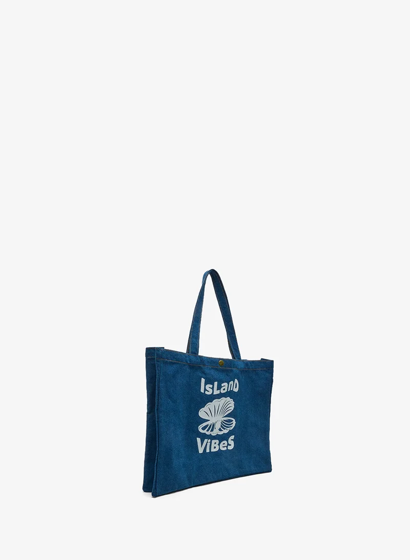 أر أند بي Printed Denim Shoulder Bag