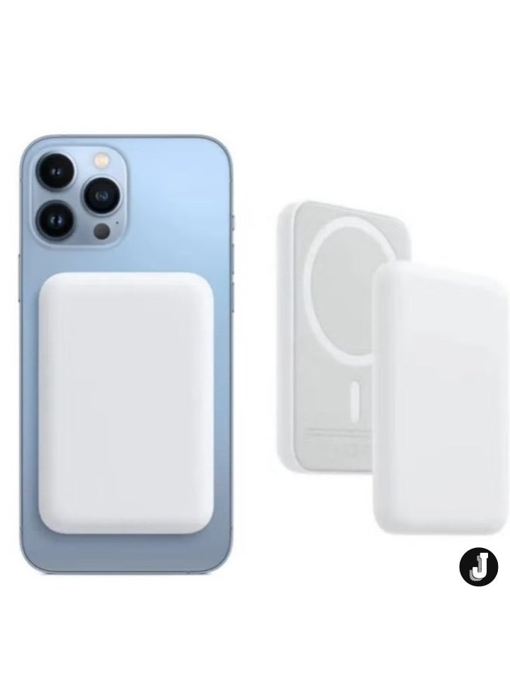 JAJEEK - NEW MagSafe Wireless Power Bank for iPhone 15 Pro Max – 10,000mAh Portable Charger in White - Image 1