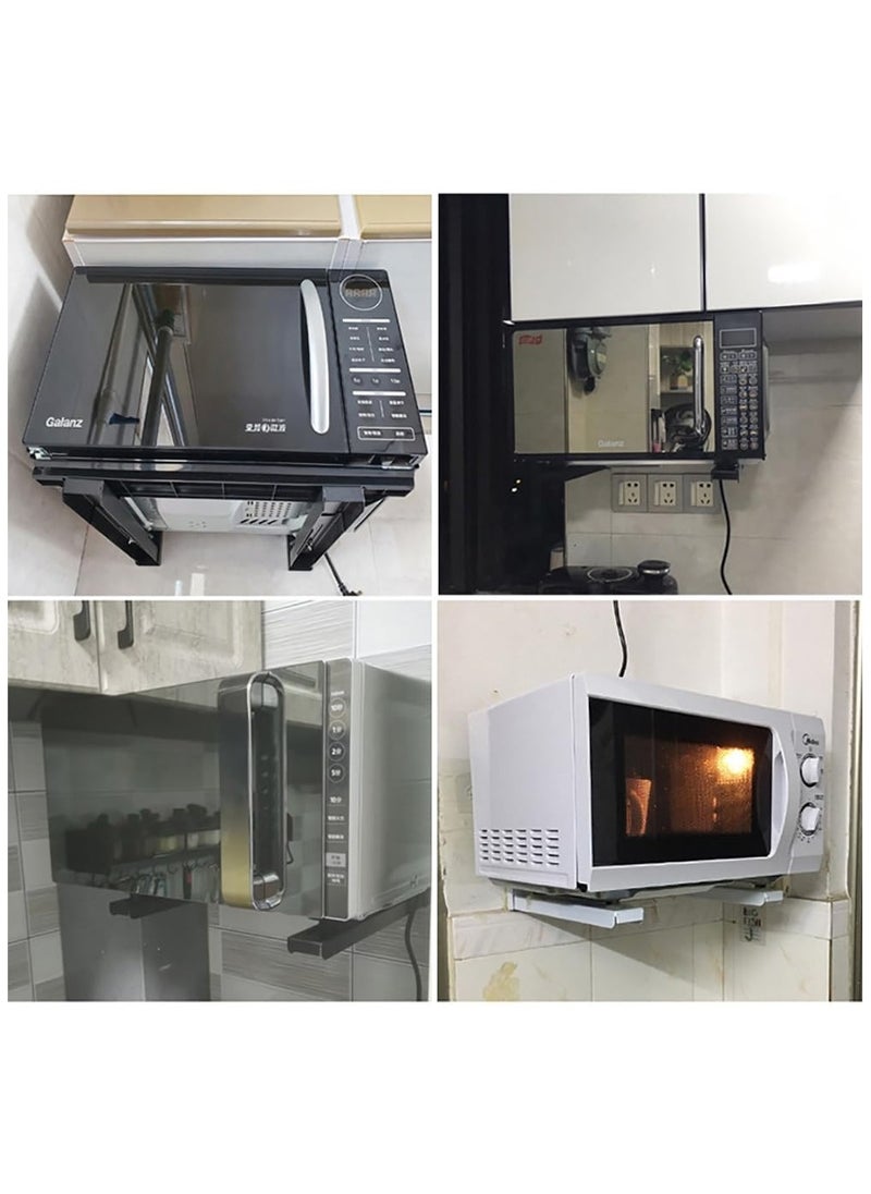 Rubik - Microwave Oven Brackets Shelf, Wall Mount Folding Adjustable Depth Hanging Space Saving Oven Stand Shelf Brackets for Kitchen Storage & Organisation (Black) - Image 1