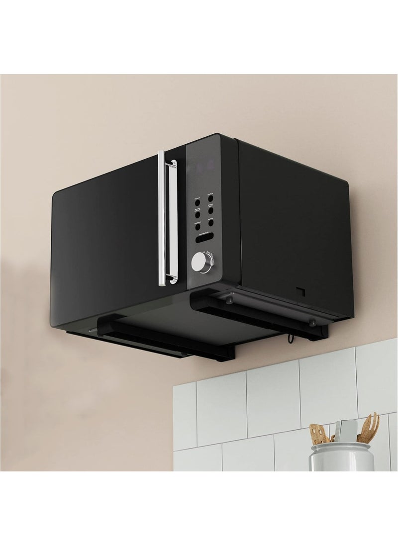 Rubik - Microwave Oven Brackets Shelf, Wall Mount Folding Adjustable Depth Hanging Space Saving Oven Stand Shelf Brackets for Kitchen Storage & Organisation (Black) - Image 1