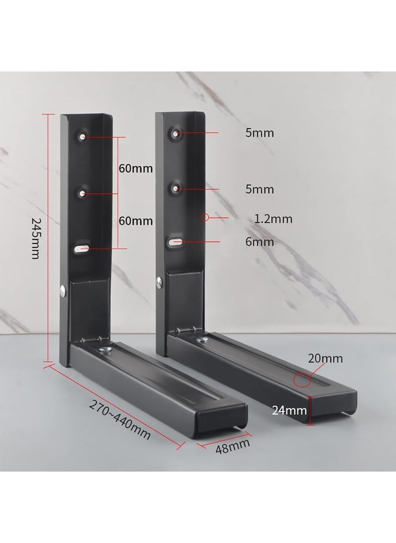Rubik - Microwave Oven Brackets Shelf, Wall Mount Folding Adjustable Depth Hanging Space Saving Oven Stand Shelf Brackets for Kitchen Storage & Organisation (Black) - Image 1