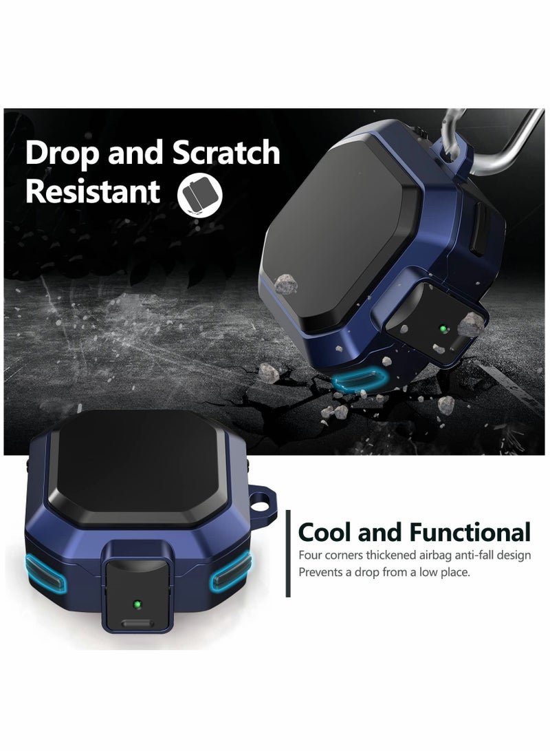 SOLARAE Armor Case Cover for Samsung Galaxy Buds Pro, Galaxy Buds Live, Galaxy Buds 2 Case Cover with Security Lock, Hard Rugged PC Shockproof Case Cover with Keychain Straps blue - Image 5