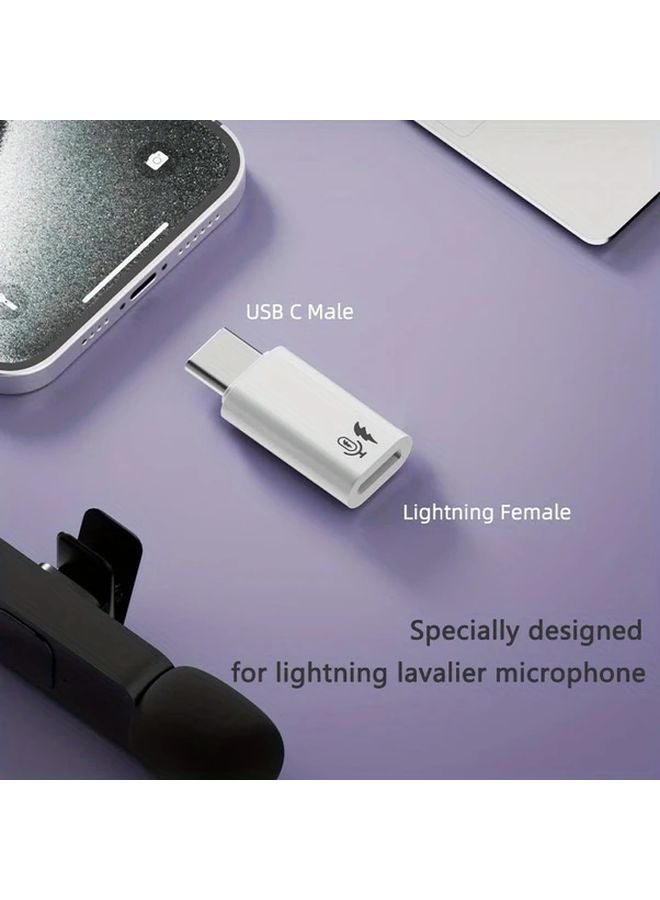White Type C Converter For iPhone 16 15 Series Lavalier Microphone Connection - Image 4