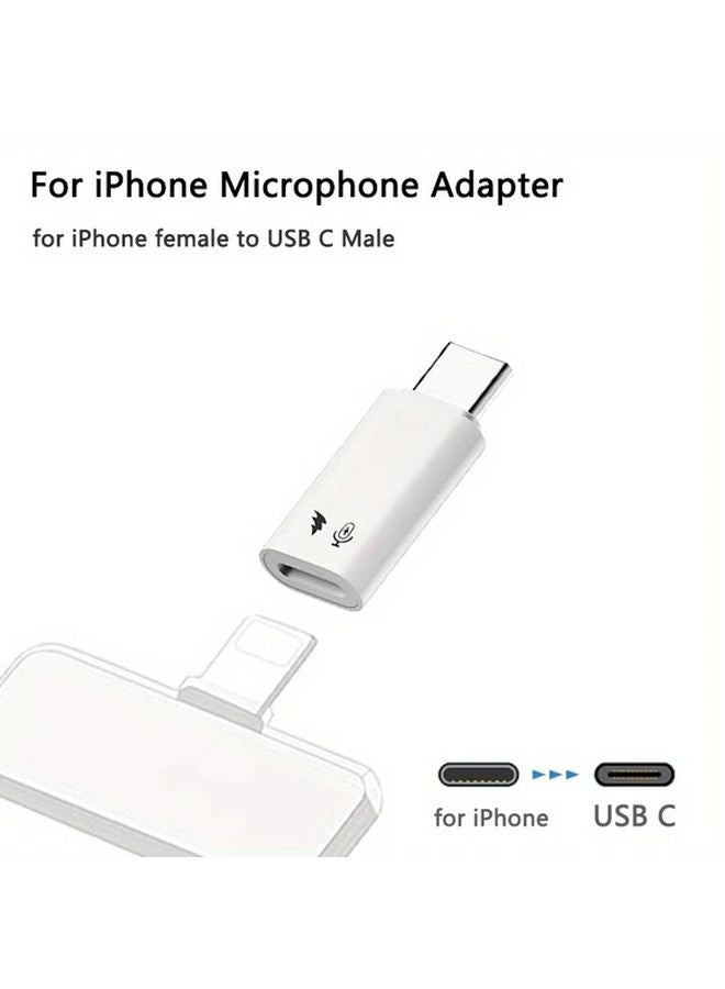 White Type C Converter For iPhone 16 15 Series Lavalier Microphone Connection - Image 2