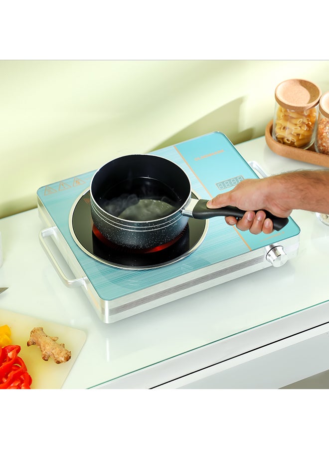 Olsenmark Infrared Cooker, Multi Function, High Heating Efficiency, Symbol Touch Button+ Knob, Aluminium Housing, Child Safety Lock, Timer Setting, Sensor Touchpad, Multi Stage Cooking Option 2000 W OMIC2279 Silver/Blue - Image 2