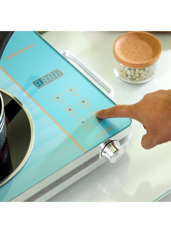 Olsenmark Infrared Cooker, Multi Function, High Heating Efficiency, Symbol Touch Button+ Knob, Aluminium Housing, Child Safety Lock, Timer Setting, Sensor Touchpad, Multi Stage Cooking Option 2000 W OMIC2279 Silver/Blue - Image 4